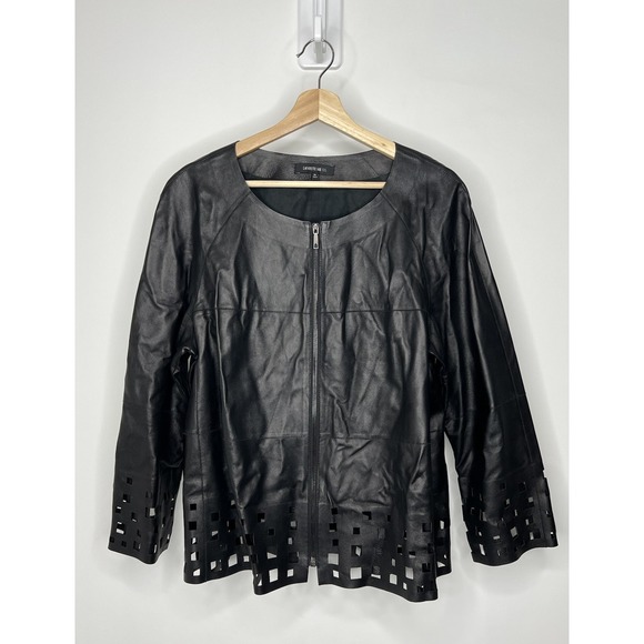 Lafayette 148 New York Jackets & Blazers - Lafayette 148 New York Laser Cut 100% Leather Front Full Zipper Jacket Size XL